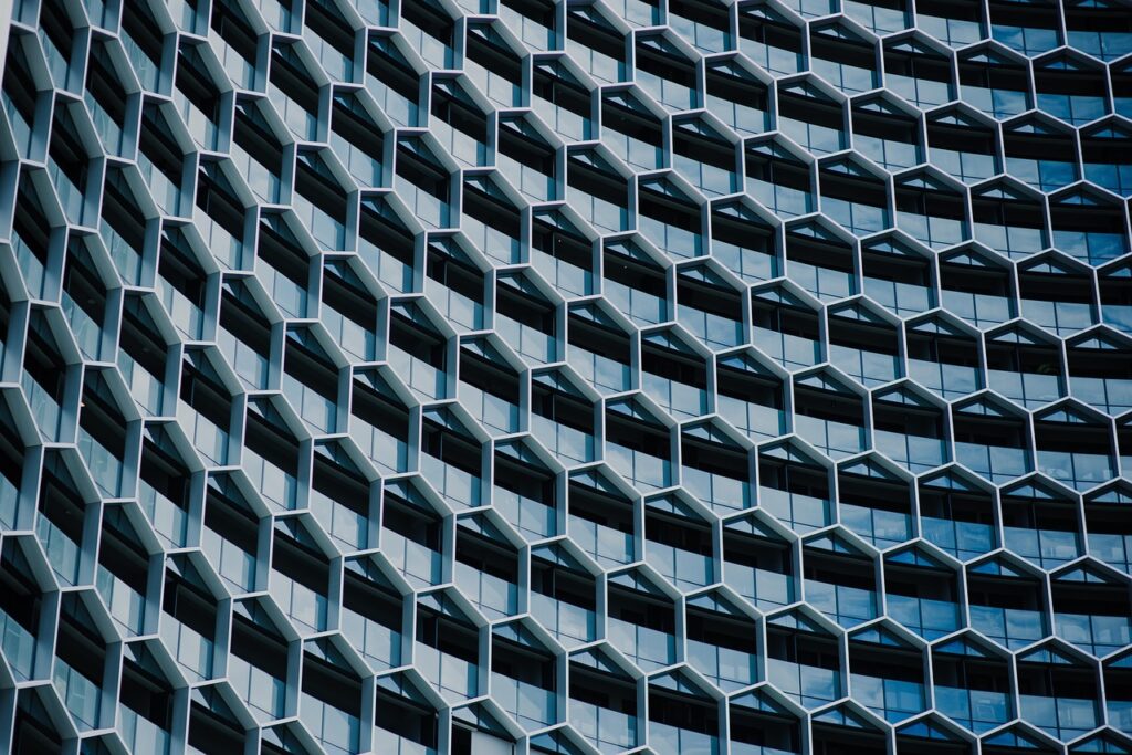 hexagon, building, pattern, abstract, geometric, facade, architecture, modern, windows, glass windows, reflection, urban, hexagon, pattern, pattern, abstract, abstract, abstract, abstract, abstract, geometric, geometric