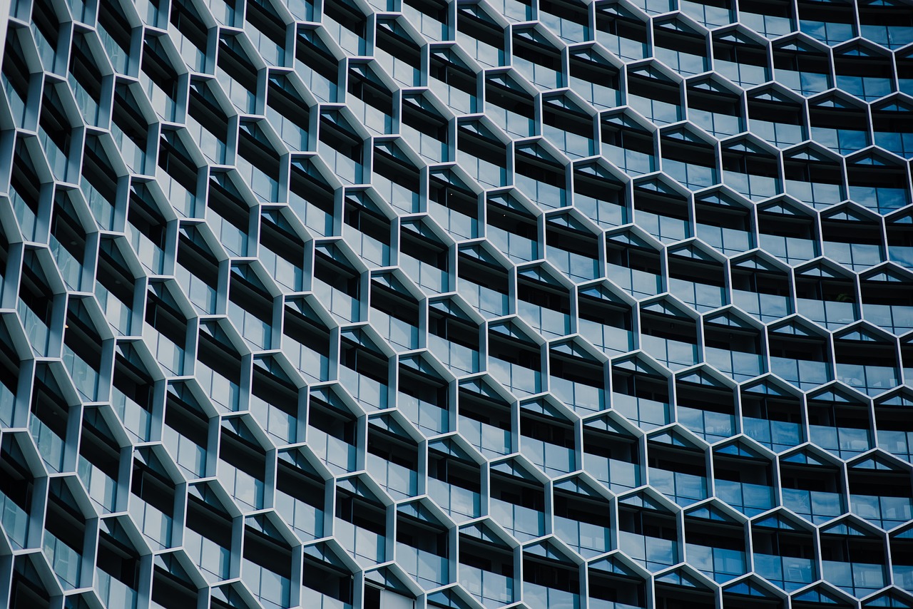 hexagon, building, pattern, abstract, geometric, facade, architecture, modern, windows, glass windows, reflection, urban, hexagon, pattern, pattern, abstract, abstract, abstract, abstract, abstract, geometric, geometric